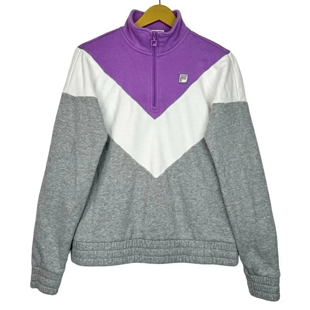 Vintage Fila Track Sweatshirt 1/4 Zip Small Fleece Colorblock Multicolor 80s 90s